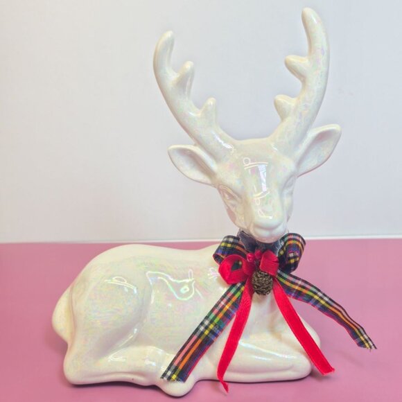 Vintage Brinns Ceramic Deer Figure Iridescent finish Collectible Christmas decor - Picture 11 of 11